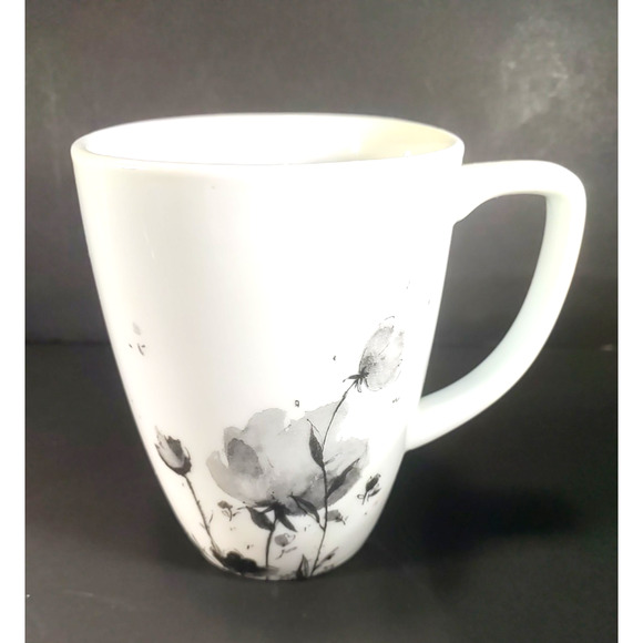 Corelle Coordinates Porcelain Coffee Cup Mug Lot Of 4 White Gray Flowers - Picture 5 of 14